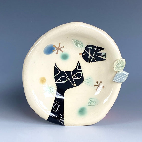 Cat and Bird Small Bowl
