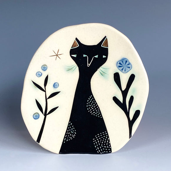 Cat and Flowers Small Plate