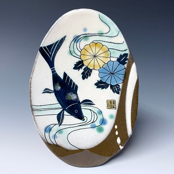 Koi and Chrysanthemum Plate