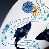 Large Koi and Chrysanthemum Platter