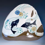 Large Koi and Chrysanthemum Platter