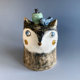 Blue-Eyed Apple Cat Sculpture