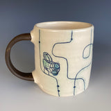 White Glaze Owl Doodle Mug